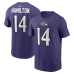 Футболка Baltimore Ravens Kyle Hamilton Nike Purple Name & Number Футболка Baltimore Ravens Kyle Hamilton Nike Purple Name & Number