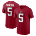 Футболка Atlanta Falcons Drake London Nike Red Name & Number Футболка Atlanta Falcons Drake London Nike Red Name & Number