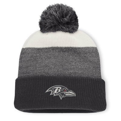 Шапка с помпоном Baltimore Ravens Fanatics Charcoal/Gray Cuffed