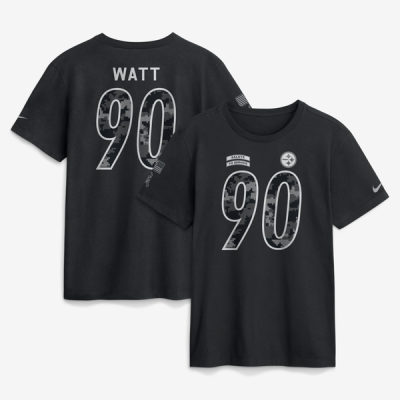 Футболка T.J. Watt Pittsburgh Steelers Nike 2026 Salute to Service Name & Number - Black