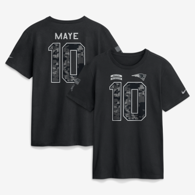 Футболка Drake Maye New England Patriots Nike 2026 Salute to Service Name & Number - Black