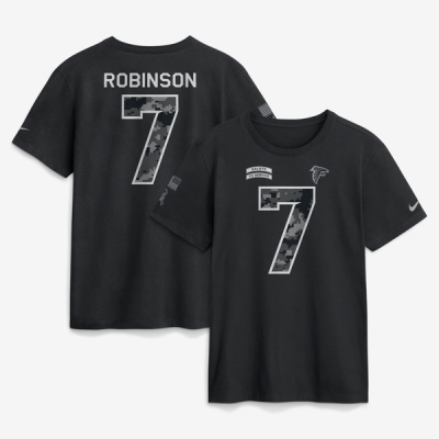 Футболка Bijan Robinson Atlanta Falcons Nike 2026 Salute to Service Name & Number - Black