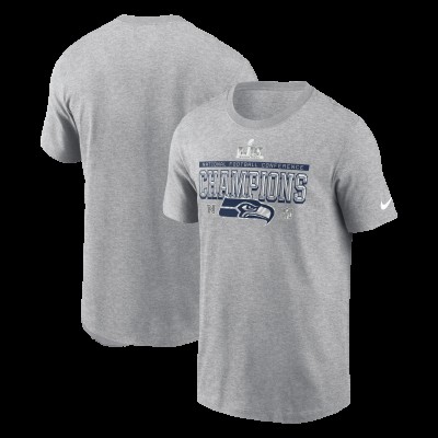 Seattle Seahawks Nike Heather Gray 2025 NFC Champions Locker Room Trophy Collection T-Shirt