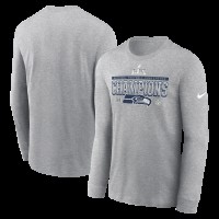 Seattle Seahawks Nike Heather Gray 2025 NFC Champions Locker Room Trophy Collection Long Sleeve T-Shirt