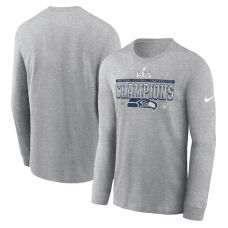Футболка с длинным рукавом Seattle Seahawks Nike Heather Gray 2025 NFC Champions Locker Room Trophy Collection