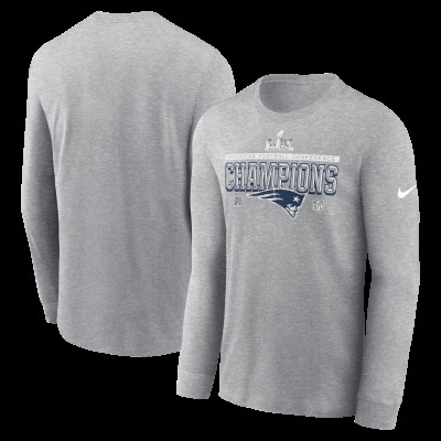 New England Patriots Nike Heather Gray 2025 AFC Champions Locker Room Trophy Collection Long Sleeve T-Shirt