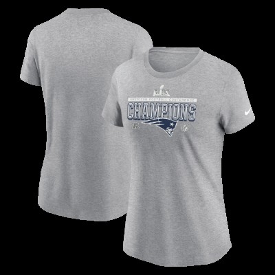 Женская New England Patriots Nike Heather Gray 2025 AFC Champions Locker Room Trophy Collection T-Shirt