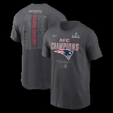 New England Patriots Nike Anthracite 2025 AFC Champions Roster T-Shirt