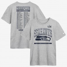 Seattle Seahawks Nike Heather Gray Super Bowl LX Champions Ice Classic Roster T-Shirt