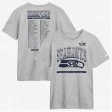 Футболка Seattle Seahawks Nike Heather Gray Super Bowl LX Champions Ice Classic Roster 
