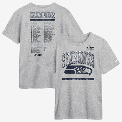 Футболка Seattle Seahawks Nike Heather Gray Super Bowl LX Champions Ice Classic Roster 