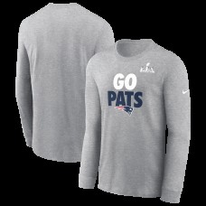 New England Patriots Nike Heather Gray Super Bowl LX Fast As Fast Gets Long Sleeve T-Shirt New England Patriots Nike Heather Gray Super Bowl LX Fast As Fast Gets Long Sleeve T-Shirt
