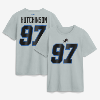 Футболка Aidan Hutchinson Detroit Lions Nike 2026 Rivalries Collection Name & Number - Silver