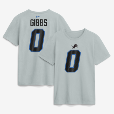 Футболка Jahmyr Gibbs Detroit Lions Nike 2026 Rivalries Collection Name & Number - Silver