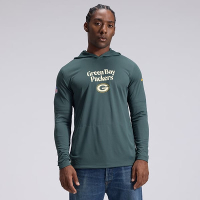 Green Bay Packers Nike 2026 Rivalries Collection Sideline Lightweight Hooded Long Sleeve Top - Green