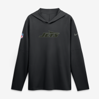 New York Jets Nike Rivalries Collection Sideline Lightweight Hooded Long Sleeve Top - Black