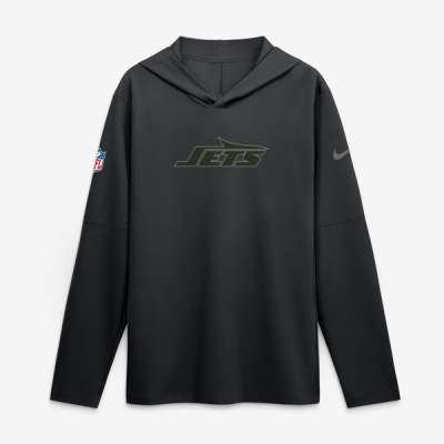 New York Jets Nike Rivalries Collection Sideline Lightweight Hooded Long Sleeve Top - Black