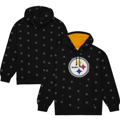 Толстовка Pittsburgh Steelers Mitchell & Ness Allover Print Fleece - Black