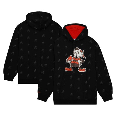 Толстовка Cleveland Browns Mitchell & Ness Allover Print Fleece - Black