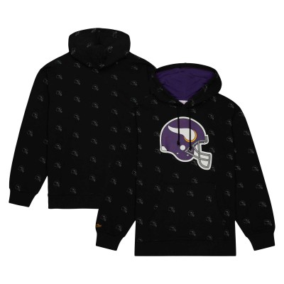Толстовка Minnesota Vikings Mitchell & Ness Allover Print Fleece - Black