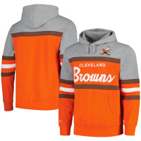 Толстовка Cleveland Browns Mitchell & Ness Orange/Heather Gray Head Coach