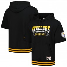 Pittsburgh Steelers Mitchell & Ness Black Pre-Game Short Sleeve Pullover Hoodie