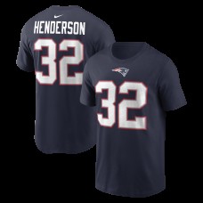 New England Patriots TreVeyon Henderson Nike Navy Name & Number T-Shirt