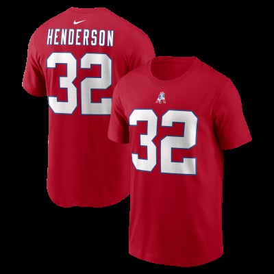 New England Patriots TreVeyon Henderson Nike Red Name & Number T-Shirt
