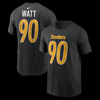 Pittsburgh Steelers T.J. Watt Nike Black Carbon Name & Number T-Shirt