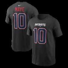 New England Patriots Drake Maye Nike Carbon Black Name & Number T-Shirt