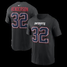 New England Patriots TreVeyon Henderson Nike Carbon Black Name & Number T-Shirt
