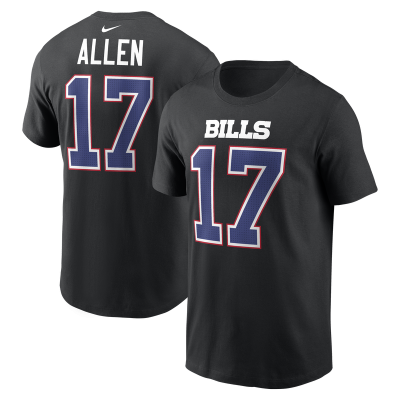 Футболка Buffalo Bills Josh Allen Nike Black Carbon Name & Number