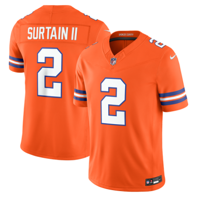 Джерси Denver Broncos Patrick Surtain II Nike Orange Alternate Mile High Collection 1977 Throwback Vapor F.U.S.E. Stitched Limited