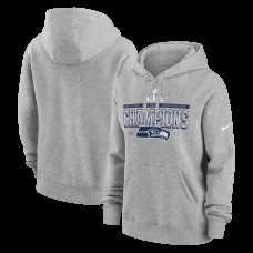 Женская Seattle Seahawks Nike Heather Gray 2025 NFC Champions Locker Room Trophy Collection Club Fleece Hoodie Женская Seattle Seahawks Nike Heather Gray 2025 NFC Champions Locker Room Trophy Collection Club Fleece Hoodie