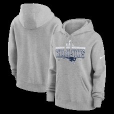 Женская New England Patriots Nike Heather Gray 2025 AFC Champions Locker Room Trophy Collection Club Fleece Hoodie Женская New England Patriots Nike Heather Gray 2025 AFC Champions Locker Room Trophy Collection Club Fleece Hoodie