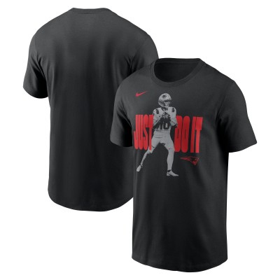 New England Patriots Drake Maye Nike Black Just Do It T-Shirt