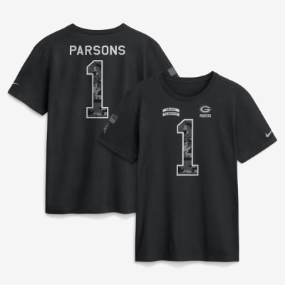 Футболка Micah Parsons Green Bay Packers Nike 2026 Salute to Service Name & Number - Black