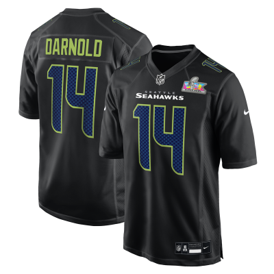 Seattle Seahawks Sam Darnold Nike Black Super Bowl LX Patch Carbon Fashion Game Jersey