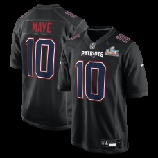 New England Patriots Drake Maye Nike Black Super Bowl LX Patch Carbon Fashion Game Jersey New England Patriots Drake Maye Nike Black Super Bowl LX Patch Carbon Fashion Game Jersey