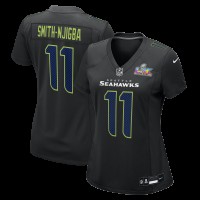 Женская Seattle Seahawks Jaxon Smith-Njigba Nike Black Super Bowl LX Patch Carbon Fashion Game Jersey
