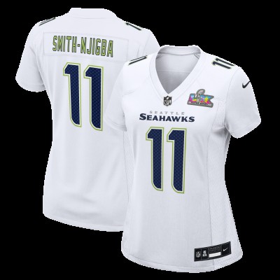 Женская Seattle Seahawks Jaxon Smith-Njigba Nike White Super Bowl LX Patch Tundra Fashion Game Jersey