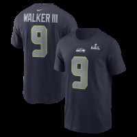 Seattle Seahawks Kenneth Walker III Nike College Navy Super Bowl LX Patch Name & Number T-Shirt