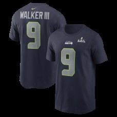 Seattle Seahawks Kenneth Walker III Nike College Navy Super Bowl LX Patch Name & Number T-Shirt Seattle Seahawks Kenneth Walker III Nike College Navy Super Bowl LX Patch Name & Number T-Shirt