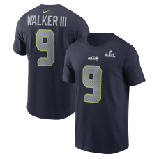 Seattle Seahawks Kenneth Walker III Nike College Navy Super Bowl LX Patch Name & Number T-Shirt Seattle Seahawks Kenneth Walker III Nike College Navy Super Bowl LX Patch Name & Number T-Shirt