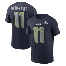 Футболка Seattle Seahawks Jaxon Smith-Njigba Nike College Navy Super Bowl LX Patch Name & Number 