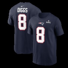 New England Patriots Stefon Diggs Nike Navy Super Bowl LX Patch Name & Number T-Shirt New England Patriots Stefon Diggs Nike Navy Super Bowl LX Patch Name & Number T-Shirt