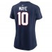 Женская New England Patriots Drake Maye Nike Navy Super Bowl LX Patch Name & Number T-Shirt