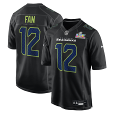 Игровая джерси Seattle Seahawks 12s Nike Black Super Bowl LX Patch Carbon Fashion Game
