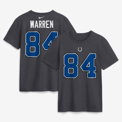 Футболка Tyler Warren Indianapolis Colts Nike 2026 Rivalries Collection Name & Number - Anthracite