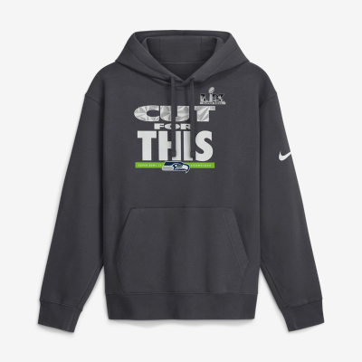 Толстовка Seattle Seahawks Nike Anthracite Super Bowl LX Champions Pickoff Move Parade Club Fleece